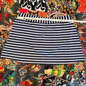 Lands End navy/white stripe swim skirt, size 16